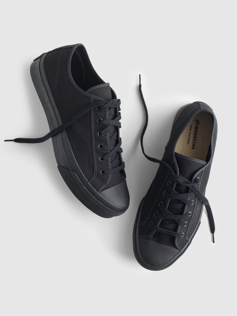 MOONSTAR Black Mono Canvas Low Top Sneakers Size 12 New Without Box